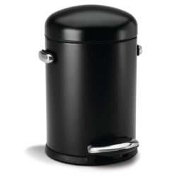 Simplehuman 4.5 Litre Round Retro Pedal Bin – Black Steel